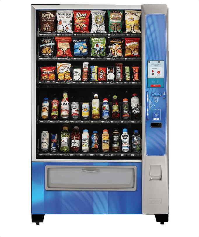A Vending Machine With Drinks and Snacks